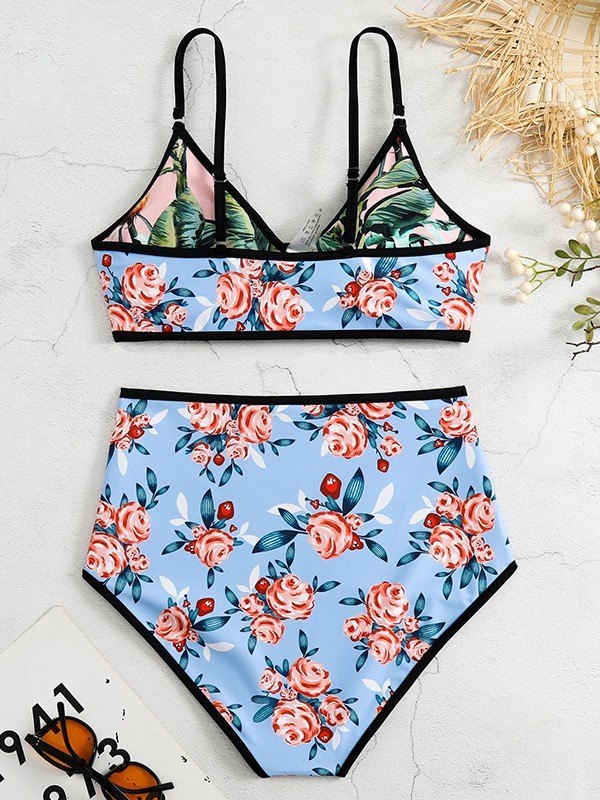 flowersverse Reversible Floral Print Bikini Set