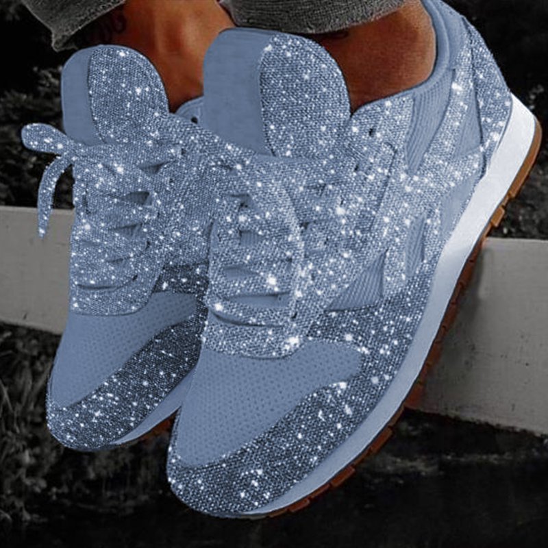 flowersverse Women Muffin Rhinestone New Crystal Platform Sneakers