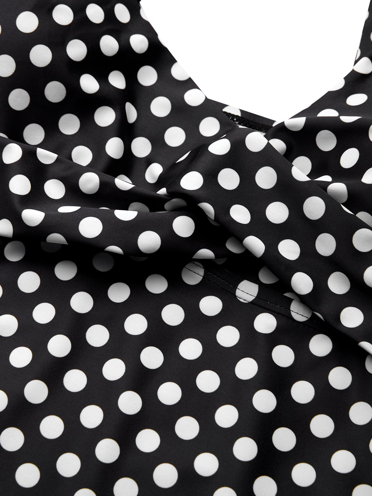 flowersverse Casual Polka Dots Printing V neck Tankinis Two-Piece Set