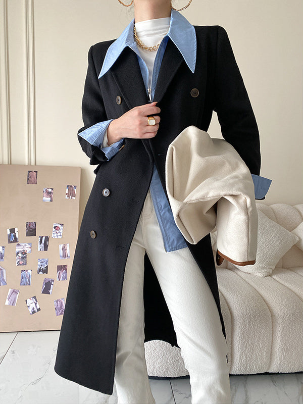 flowersverse Fashion Long Sleeves Solid Color Zipper Lapel Collar Blouses