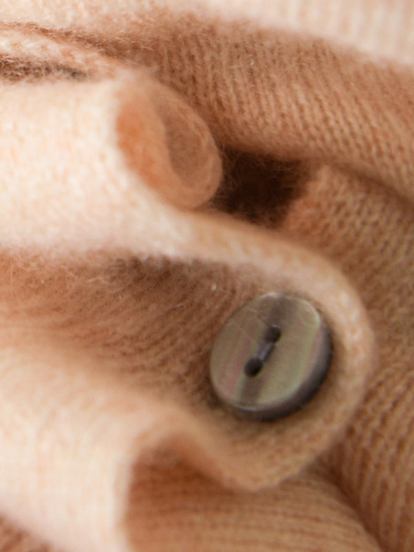 flowersverse Buttoned Elasticity Long Sleeves Round-Neck Knitwear Cardigan Tops