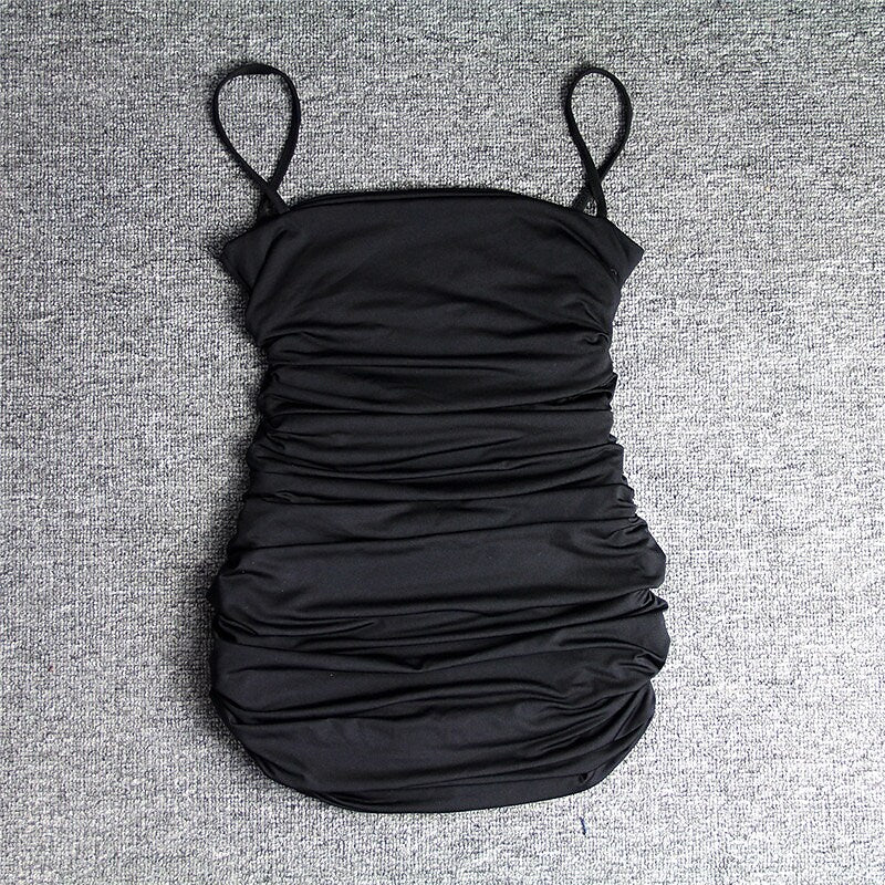 flowersverse Women‘s Bodycon Sheath Dress Slip Dress Mini Dress Black White Pink Sleeveless Pure Color Ruched Spring Summer Spaghetti Strap Formal Slim XS S M L XL
