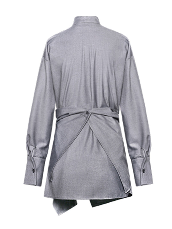 flowersverse Light Maturity Irregular Stand Collar Long Sleeve Shirt