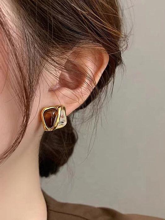 flowersverse Contrast Color Geometric Earrings Accessories