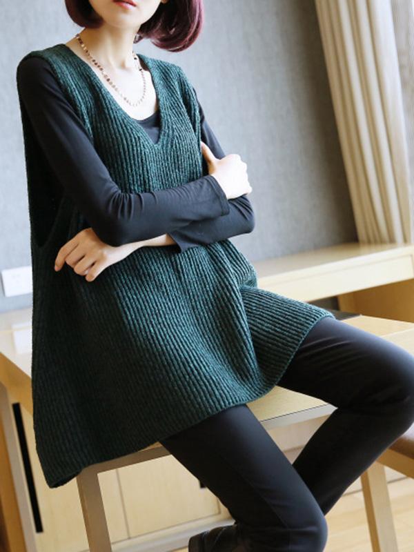 flowersverse Casual V-Neck Knitting Vest