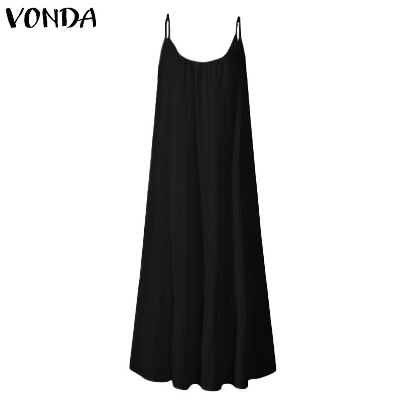 flowersverse Casual Solid Summer Holiday Linen Sleeveless Mini Dress
