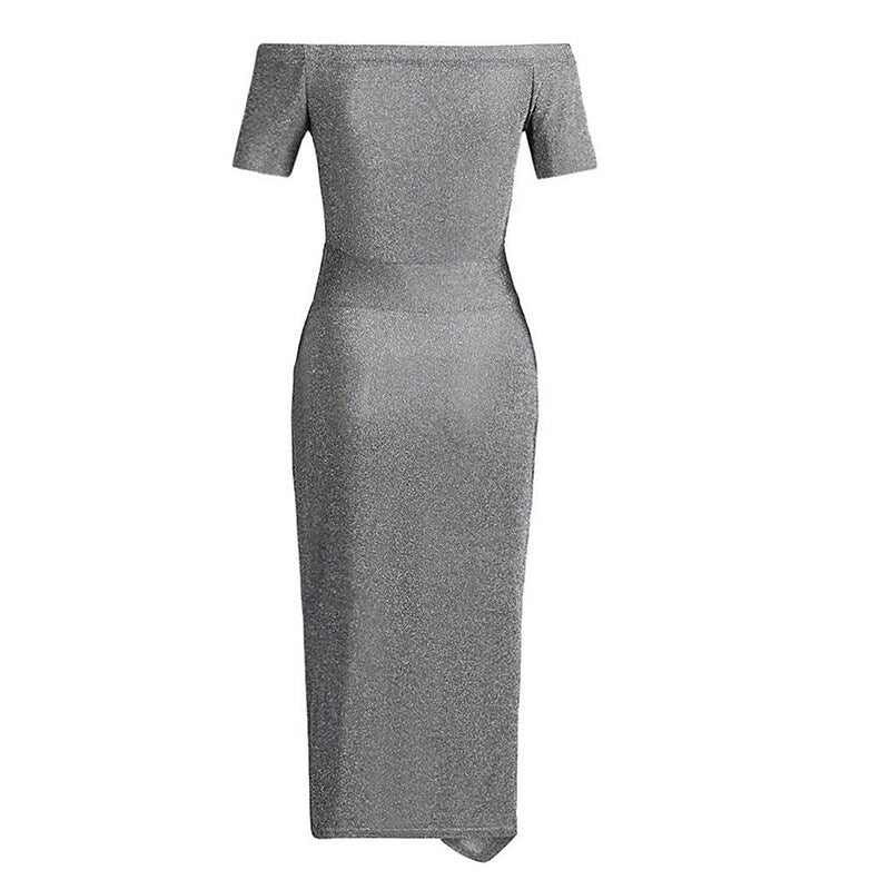 flowersverse Women's Semi Formal Dress Party Dress Sheath Dress Midi Dress Black Red Grey Short Sleeve Pure Color Backless Spring Fall Winter Off Shoulder Fashion Party Wedding Guest Spring Dress S M L XL XXL