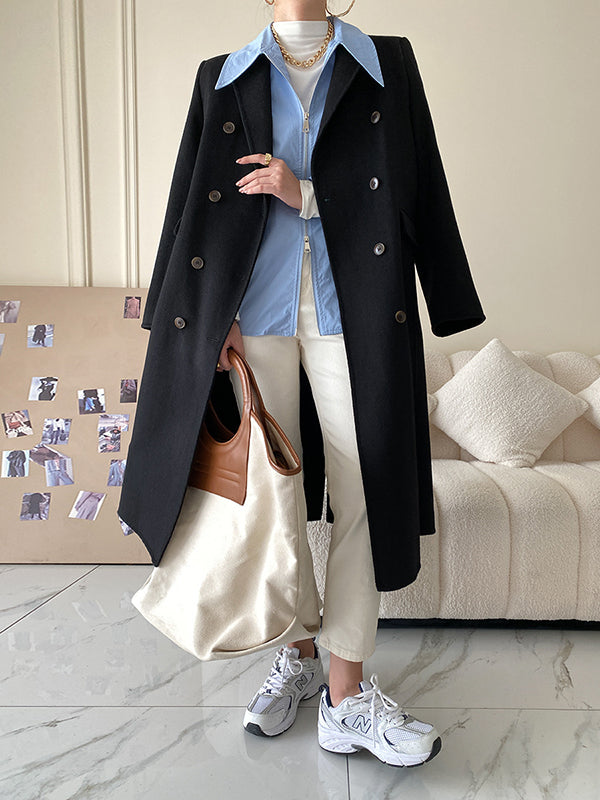 flowersverse Fashion Long Sleeves Solid Color Zipper Lapel Collar Blouses