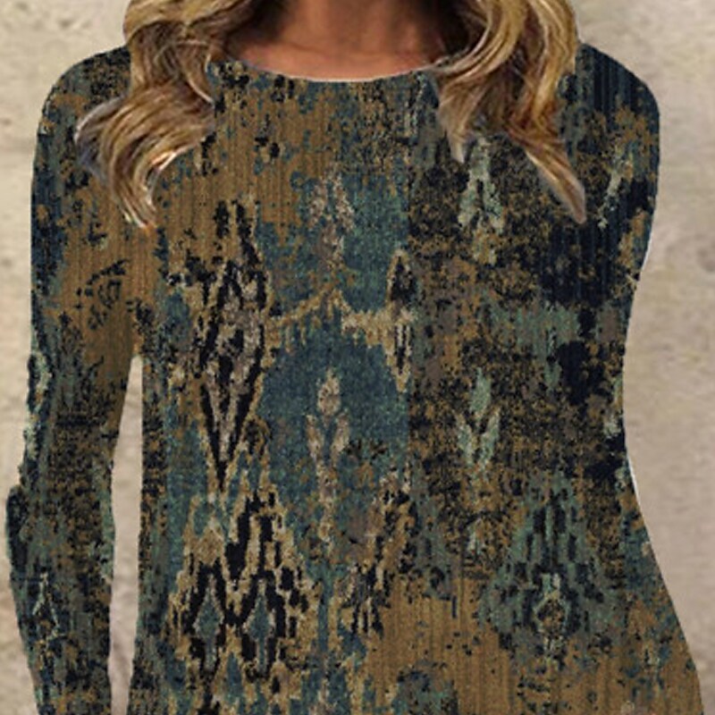flowersverse Women's Casual Dress T Shirt Dress Tee Dress Ethnic Dress Midi Dress Green Long Sleeve Color Gradient Pocket Winter Fall Autumn Crew Neck Vacation Winter Dress Halloween Fall Dress S M L XL XXL