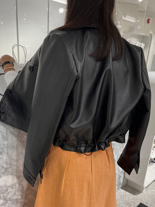 flowersverse Buttoned Pockets Long Sleeves Lapel Outerwear Jackets