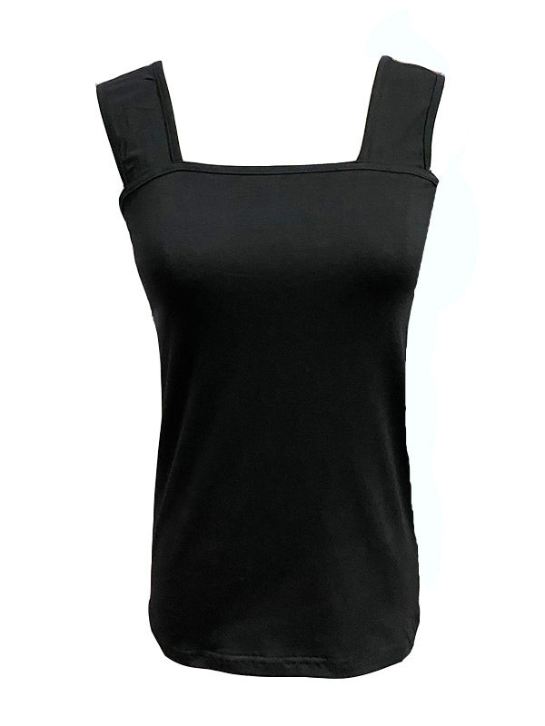 flowersverse Casual Simple 6 Colors Square-Neck Sleeveless Vest