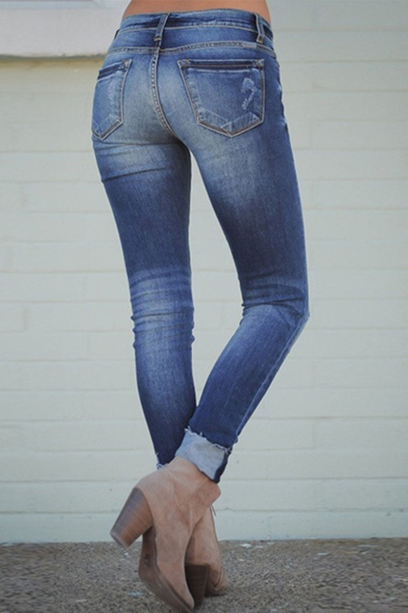 flowersverse Plus Size Denim Distressed Pants