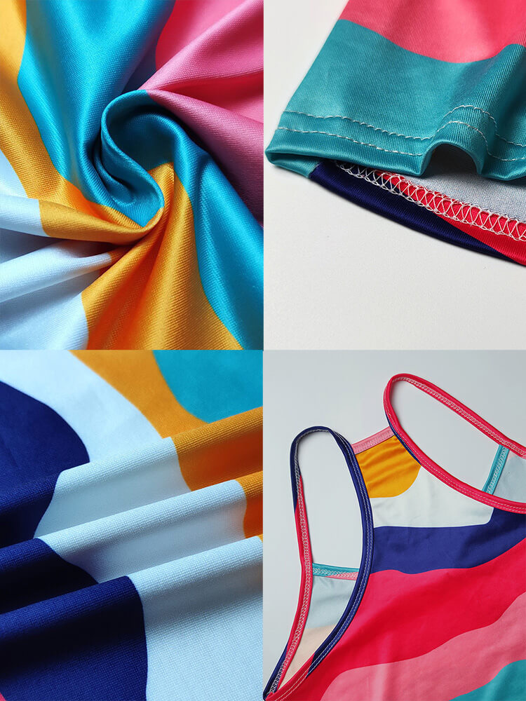 flowersverse Sleeveless Color Block Bodycon Maxi Dress