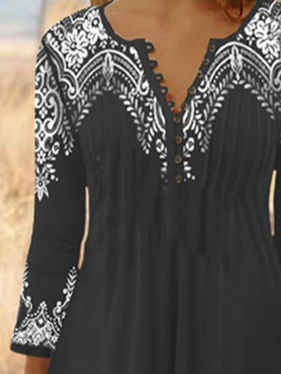 flowersverse Plus Size Loose Vintage Dress