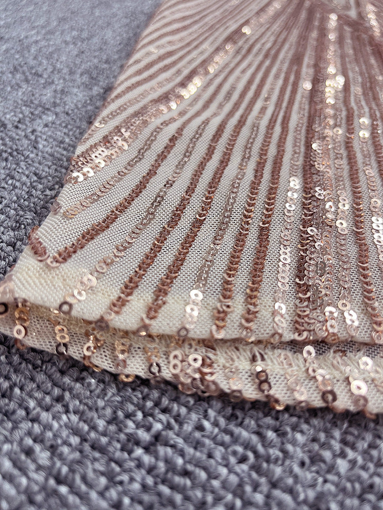 flowersverse Women's Sleeveless Round Neck Luxury Rose Gold Party Dress Mermaid Glitter Long Plus Size Evening Gown