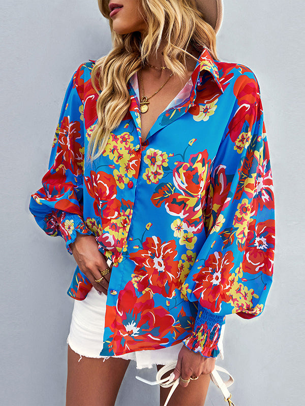 flowersverse Casual Loose Floral Blouses&Shirts Tops