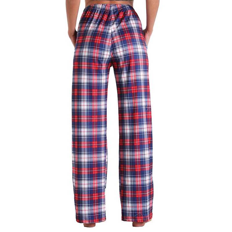 flowersverse Women's Christmas Pjs Women's Plus Size Pajamas Bottom 1 PCS Grid / Plaid Fashion Comfort Sport Home Party Club Bamboo Gift Long Pant Basic Print Pocket Spring Summer Light Pink White