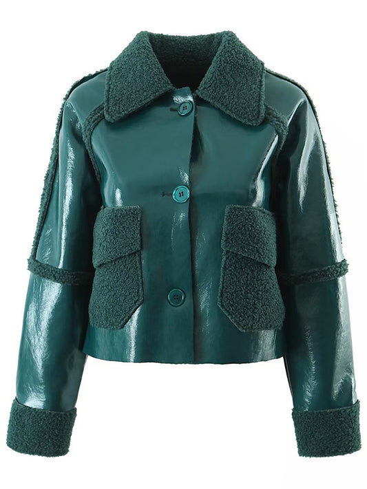 flowersverse Casual Loose Patchwork Lapel Collar Coat