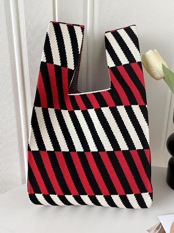 flowersverse Striped Woven Handbag Bags Accessories