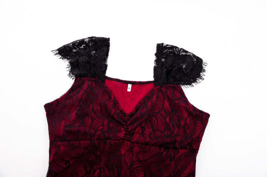 flowersverse Large Lace V-Neck Gothic Dress