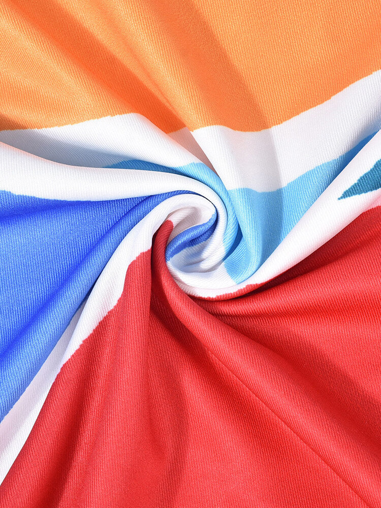 flowersverse Geometric Sleeveless Printed Bodycon Mini Dresses