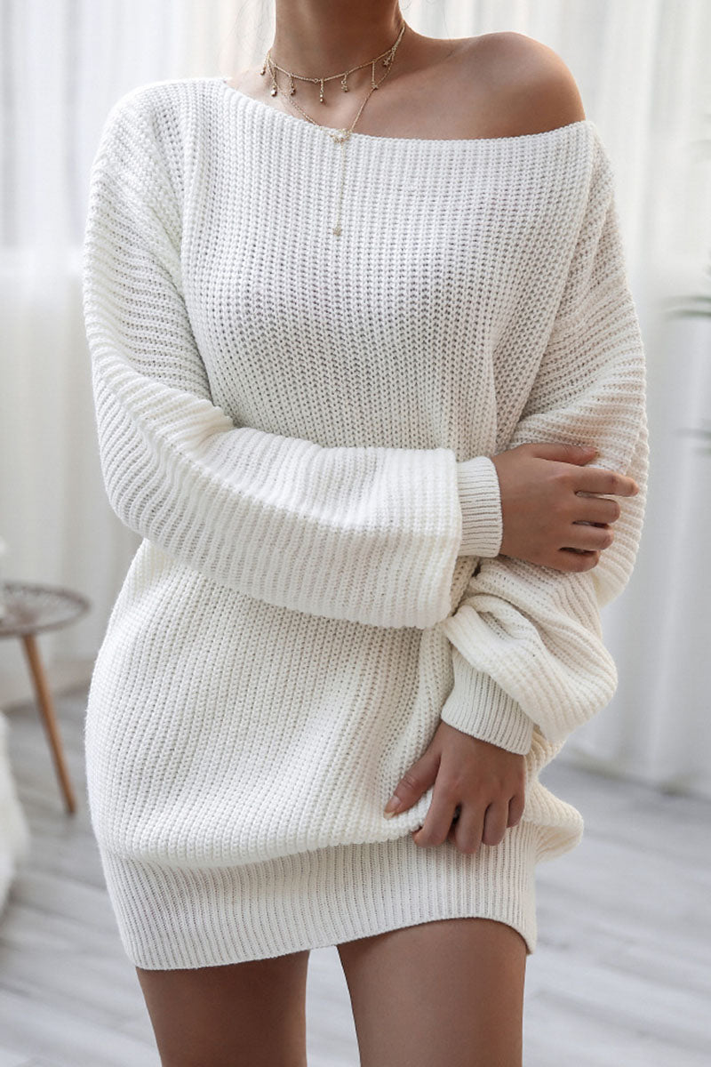 flowersverse Fashion Casual Solid Bateau Neck Straight Dresses