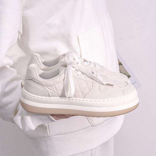 flowersverse Women's Sneakers Spring New Fashion Comfy Retro Thick-Soled White Casual Shoes Korean Style High Quality Women Sport Shoes