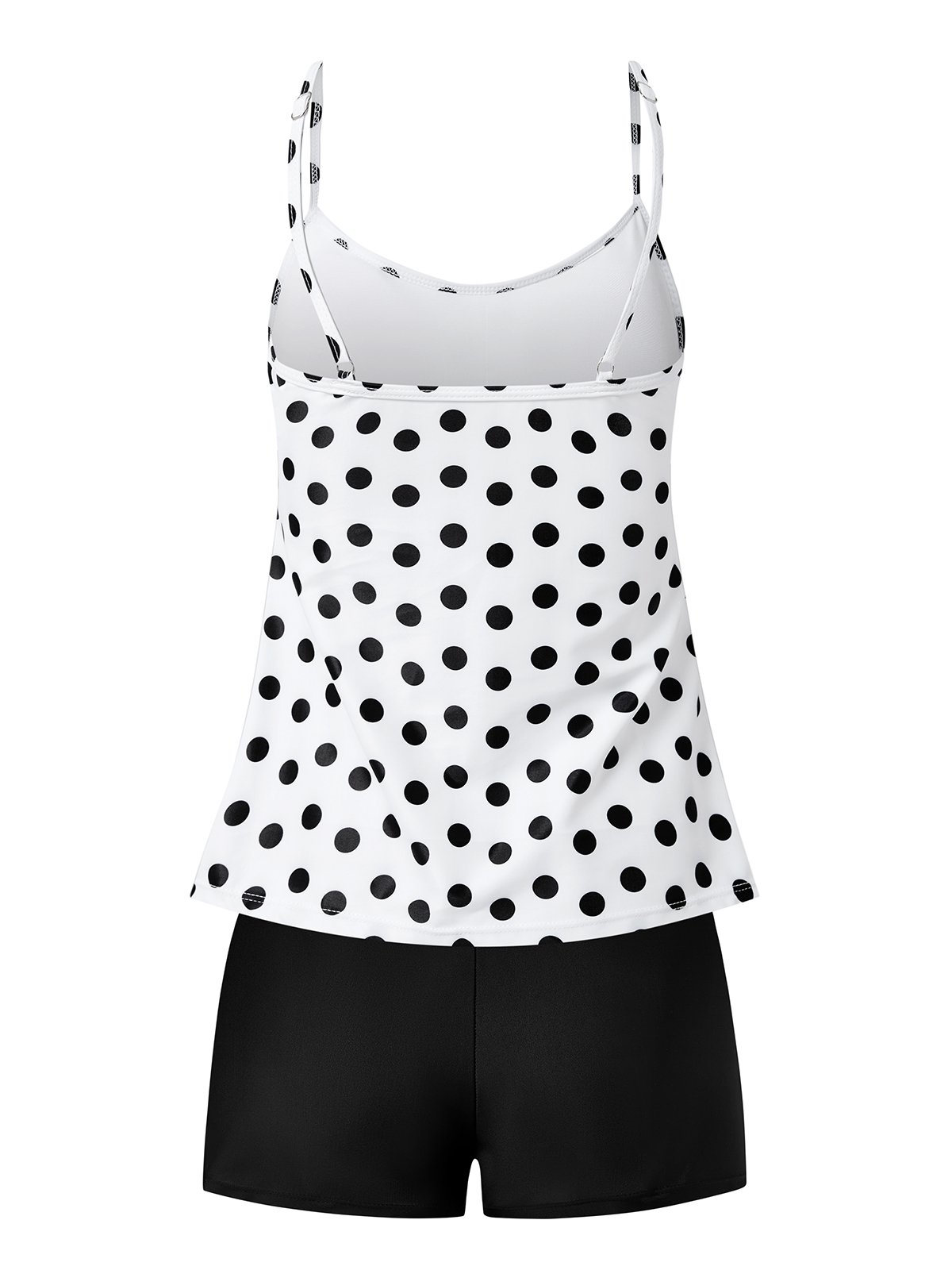 flowersverse Casual Polka Dots Printing Scoop Neck Tankinis Two-Piece Set