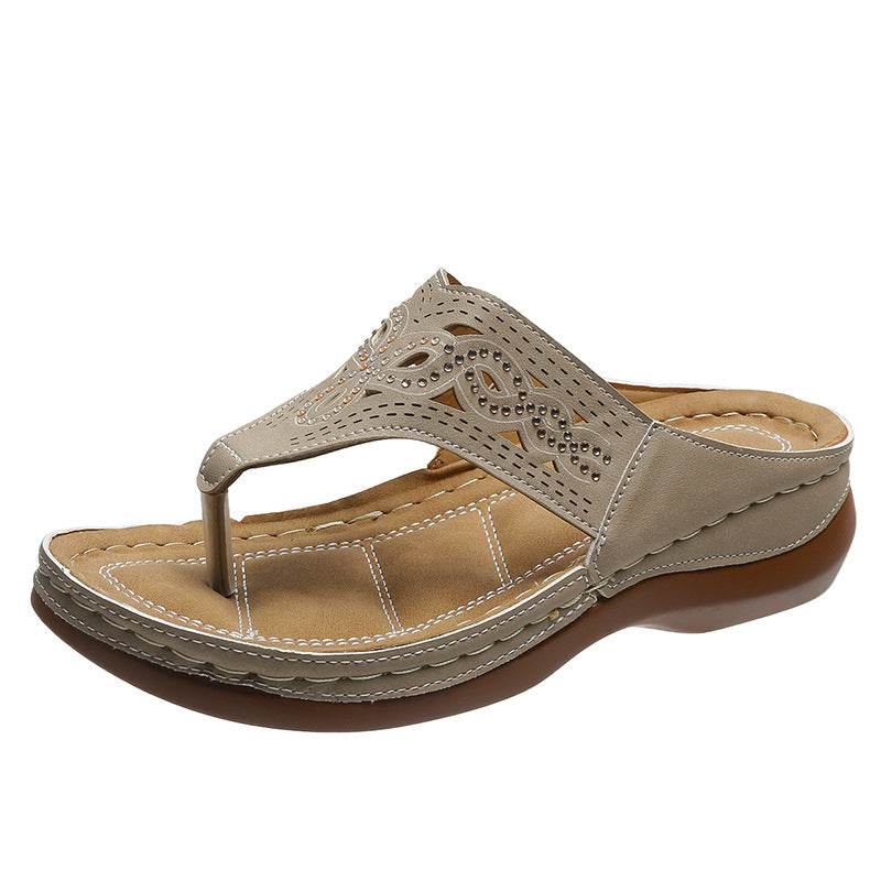 flowersverse Summer Beach Shoes: Clip Toe Wedge Sandals for Women's Flip Flops and Slippers