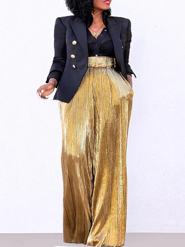 flowersverse Loose Wide Leg Elasticity High-Waisted Split-Joint Pants Trousers