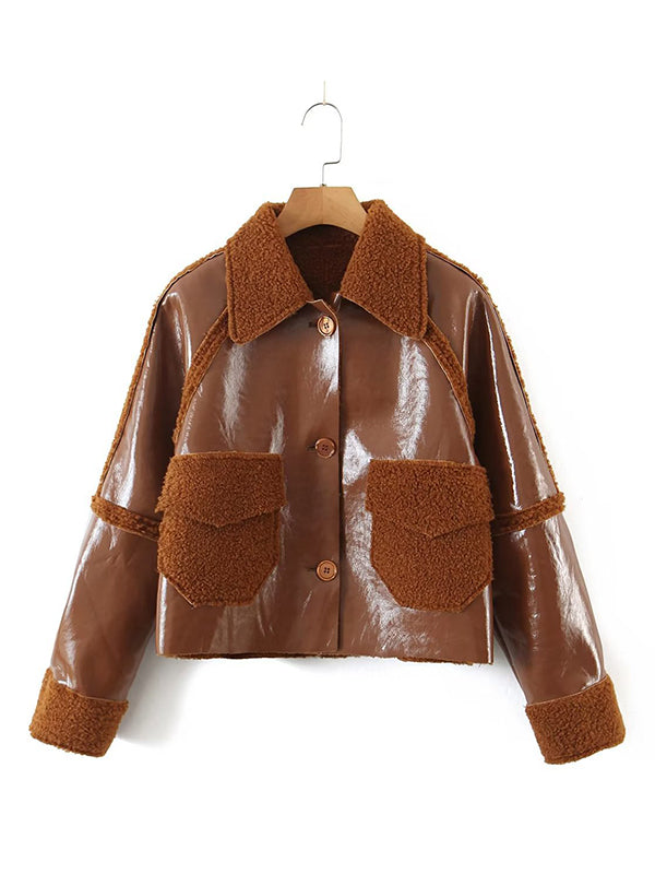 flowersverse Casual Loose Patchwork Lapel Collar Coat