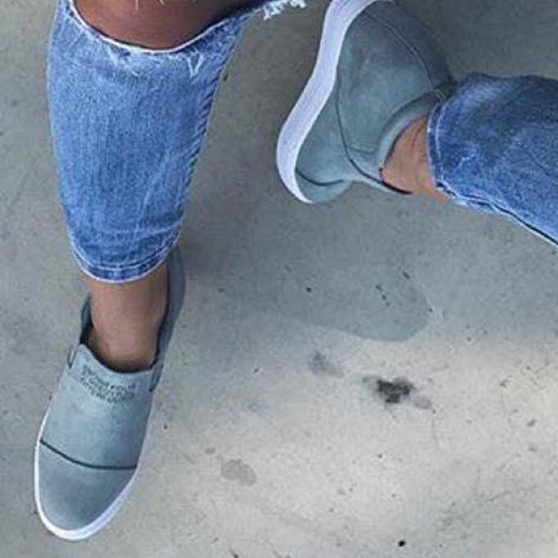 flowersverse Women Faux Suede Wedge heel Sneakers Slip on Breathable Shoes