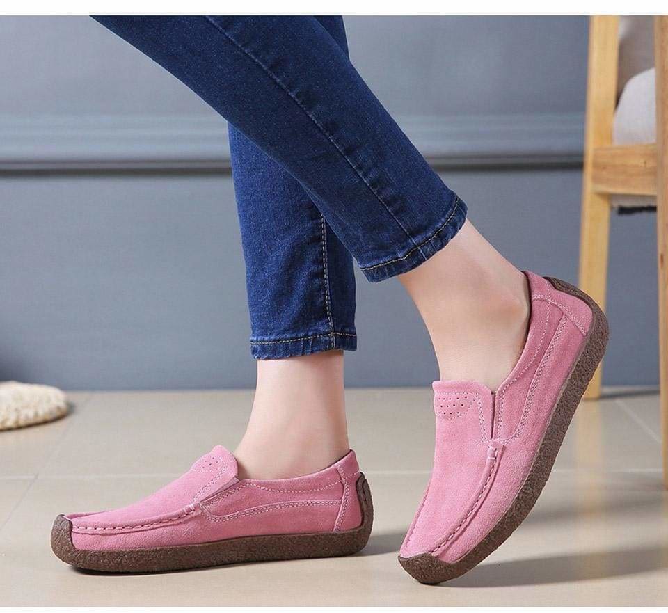 flowersverse Women Moccasins Women's Flats Genuine leather Loafer Shoes