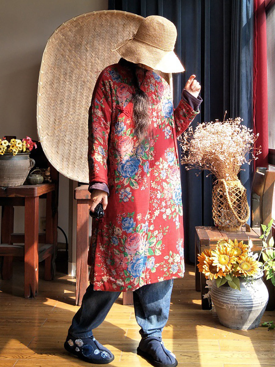 flowersverse Women Ethnic Flower Slant-Closure Dress
