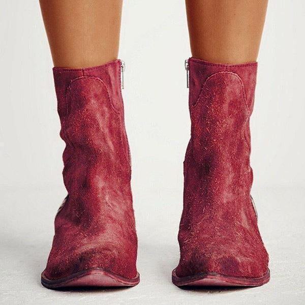 flowersverse Casual Pointed Toe Zebra-Striped Boots