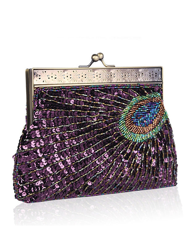 flowersverse 4 Colors Urban Geometric Sequined Makeup Bag Handbag