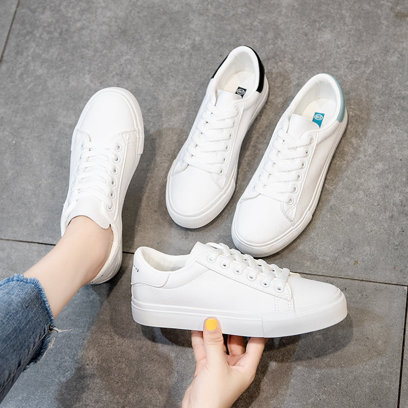 flowersverse Woman Shoes New Fashion Woman Casual High Platform Leather Women Casual White Shoes Breathable Sneakers Women's Vulcanize Shoes