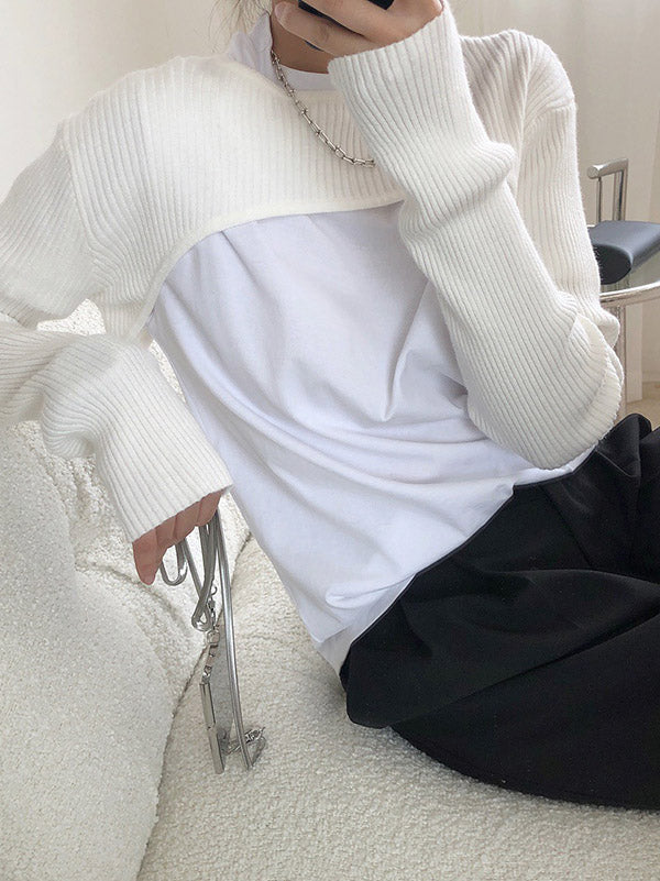 flowersverse Original Solid Knitwear Short Tops