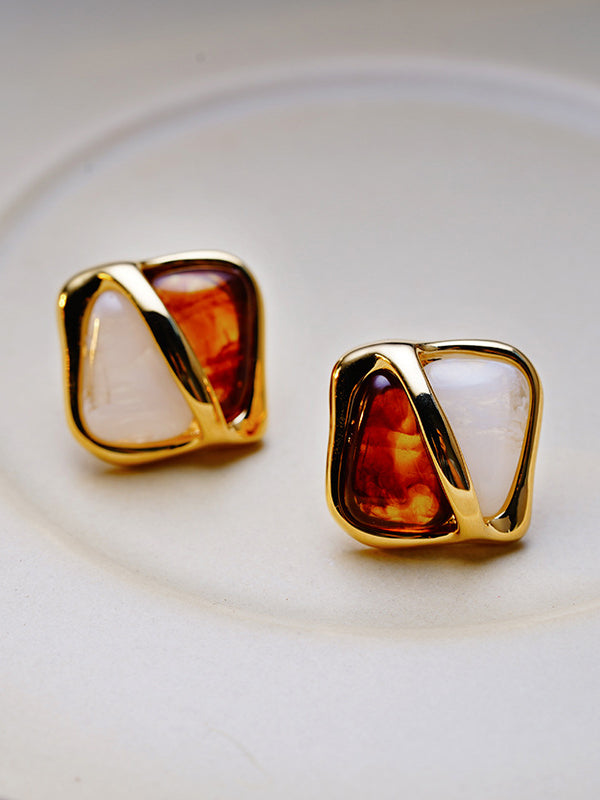 flowersverse Contrast Color Geometric Earrings Accessories