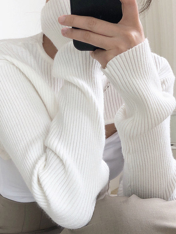 flowersverse Original Solid Knitwear Short Tops