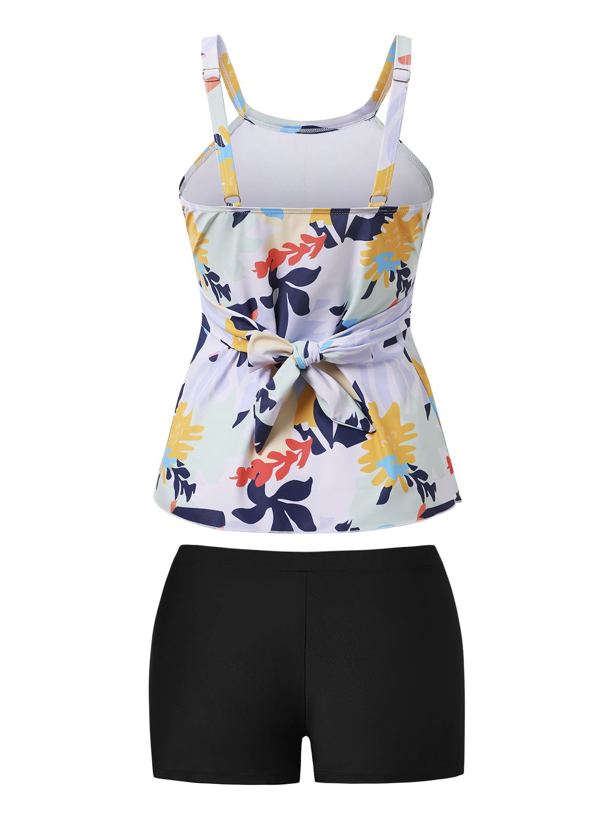 flowersverse Vacation Floral Printing Crew Neck Tankinis Two-Piece Set