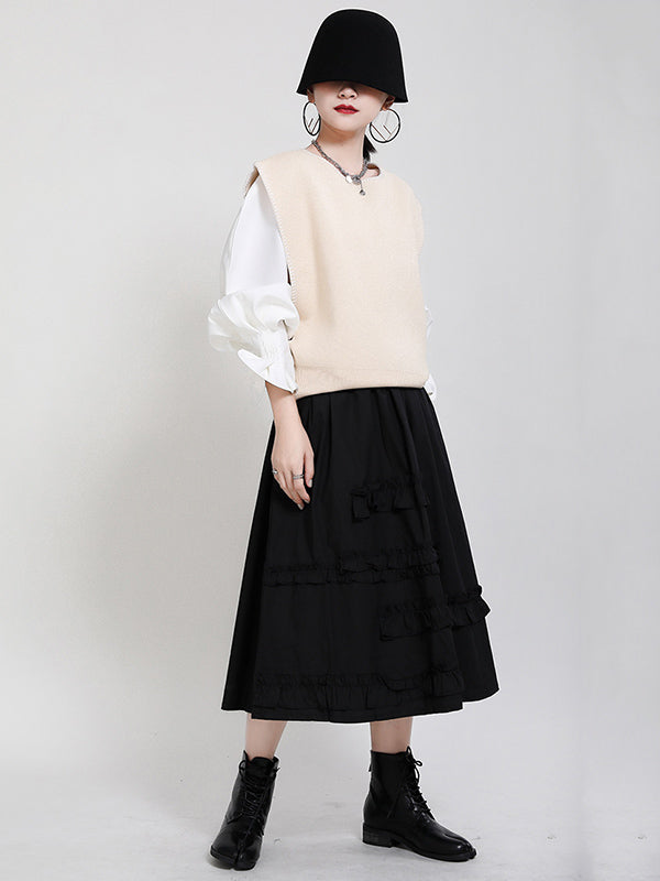 flowersverse Urban Black&Apricot Knitting Vest