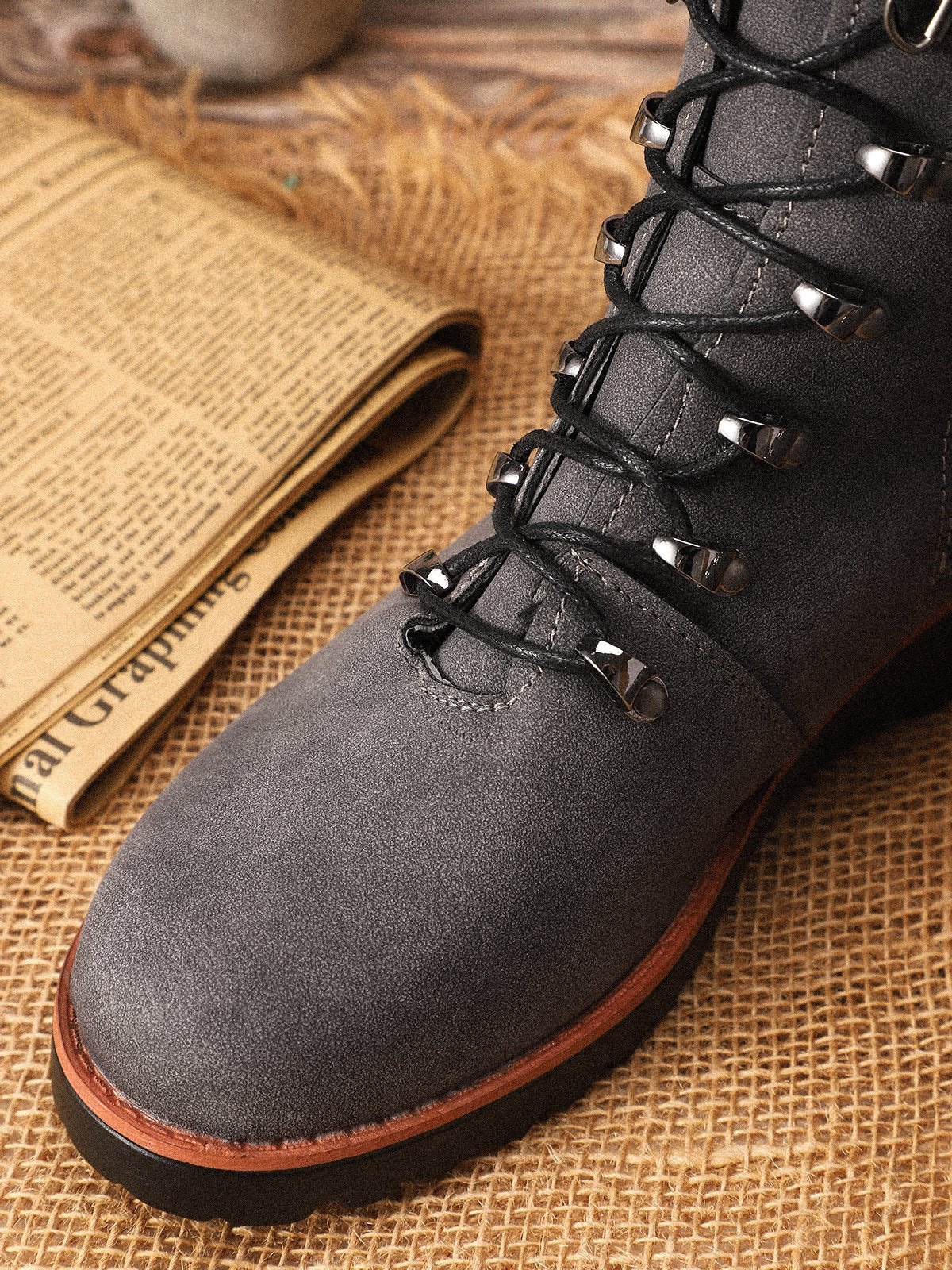 flowersverse Retro Suede Zipper Martin Combat Boots