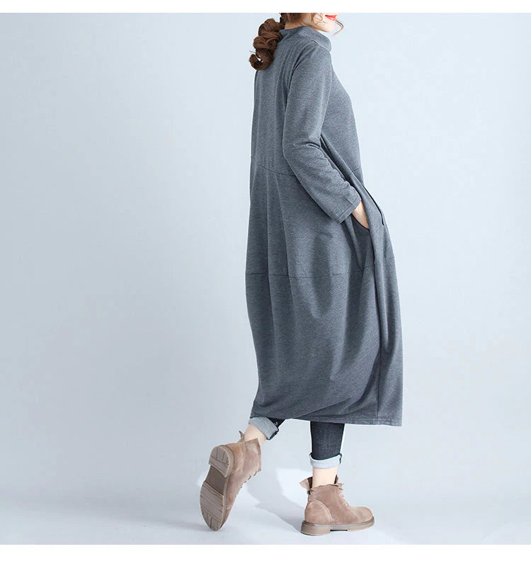 flowersverse Fashion Plus Size Long Sleeve Hoodie Fall Dresses