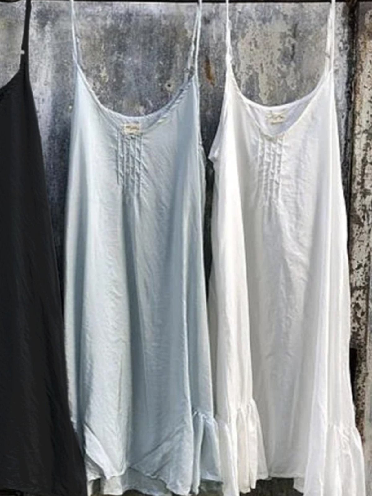 flowersverse Casual Solid Summer Holiday Linen Sleeveless Mini Dress