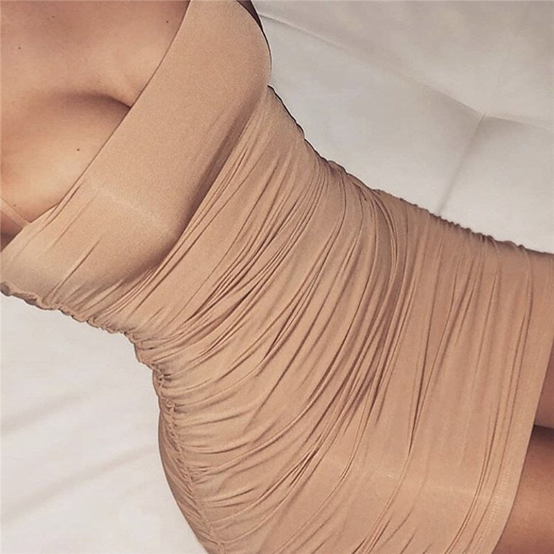 flowersverse Women‘s Bodycon Sheath Dress Slip Dress Mini Dress Black White Pink Sleeveless Pure Color Ruched Spring Summer Spaghetti Strap Formal Slim XS S M L XL