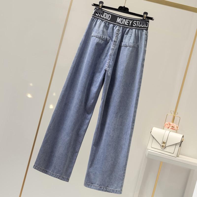 flowersverse plus size 4XL joggers women's summer thick female pants high waist jeans women straight straight loose wide leg pants