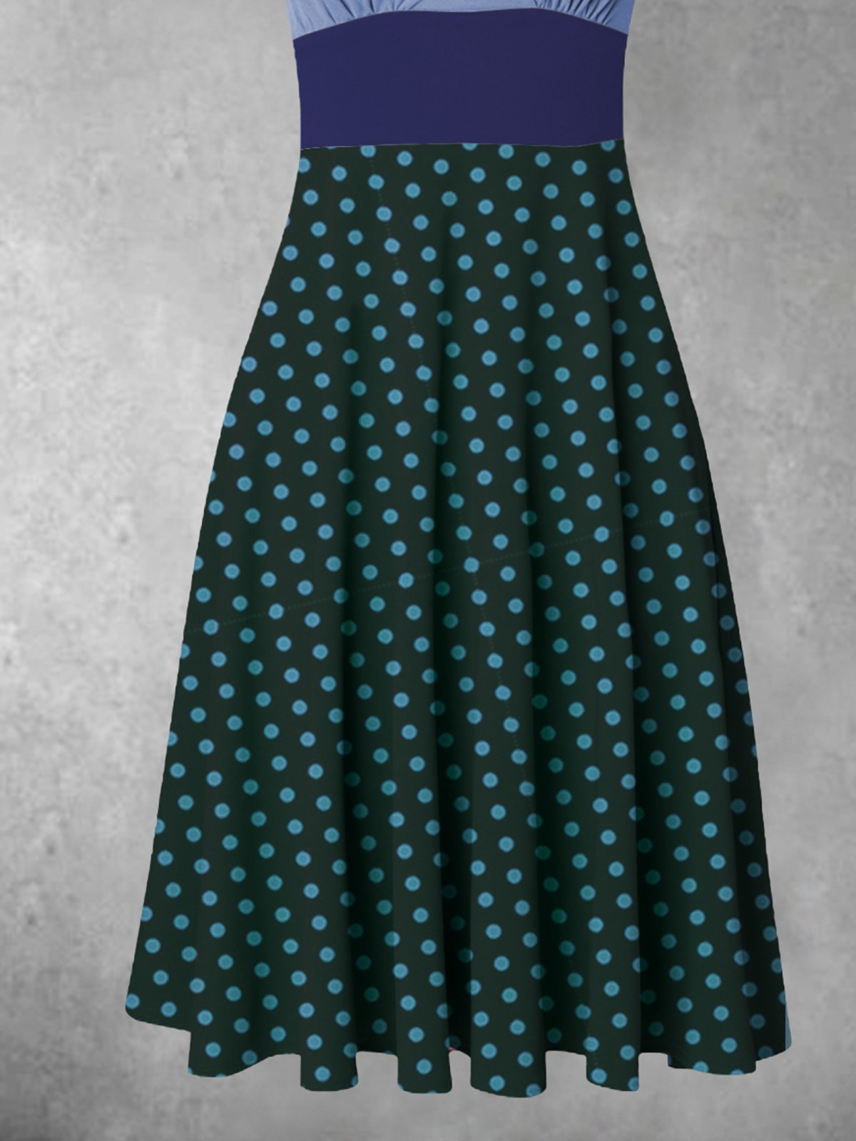 flowersverse Summer Color Splicing Wave Point Vacation A-Line Short Sleeve Weaving Dress