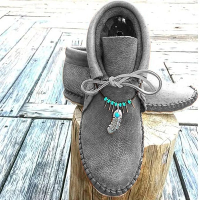 flowersverse New Style Round Toe Flat Heel Comfortable Lightweight Boots