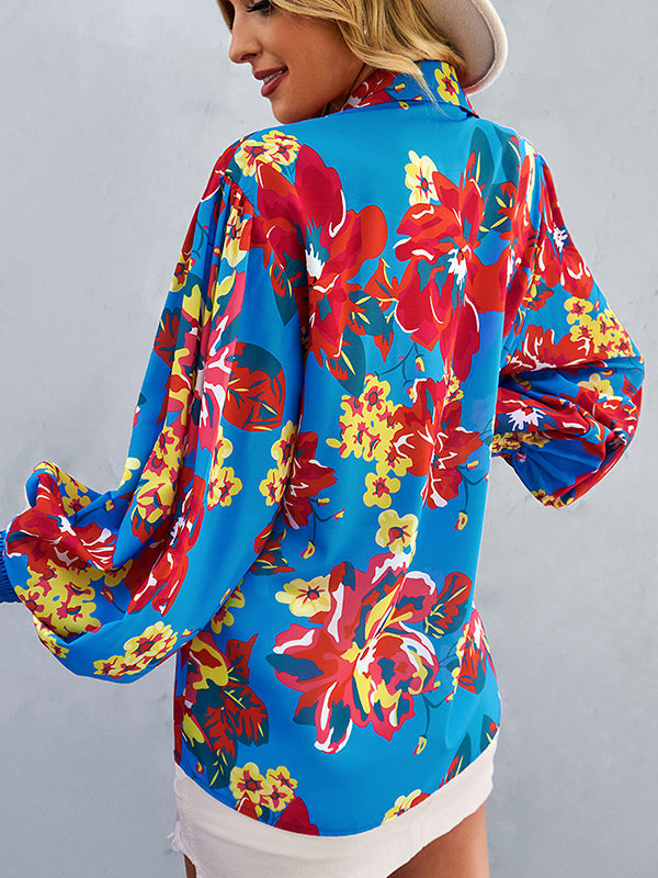 flowersverse Casual Loose Floral Blouses&Shirts Tops